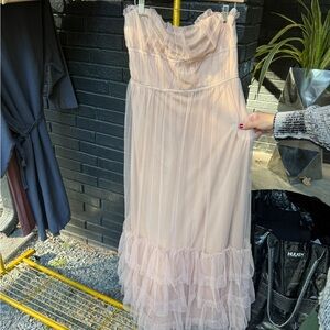 Anthropologie Tulle Strapless Cream Dress